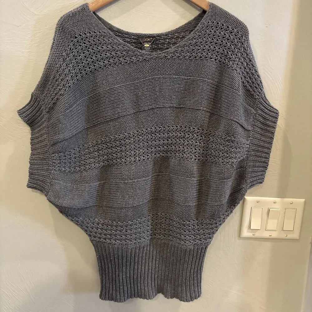 Dex Women Sweater Vest Size XS Gray With Knit Design Cap Sleeves Business‎ 90’s